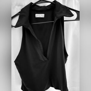 Aritzia Babaton Black V-Neck Collar Top